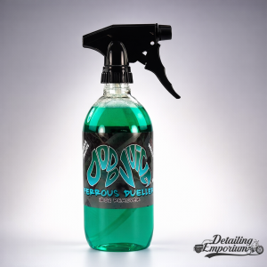 Dodo Juice Ferrous Dueller 500ml bottle with colour changing reaction on wheel